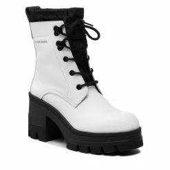 Ankle Boots CALVIN KLEIN JEANS - Chunky Heeled Boot Laceup YW0YW00729 Bright White YAF