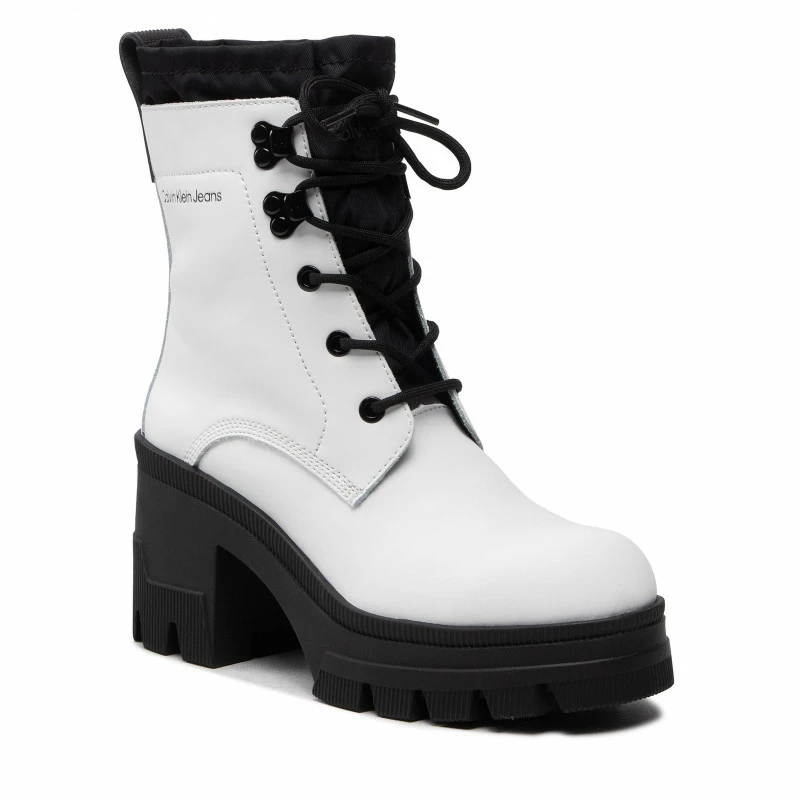 Ankle Boots CALVIN KLEIN JEANS - Chunky Heeled Boot Laceup YW0YW00729 Bright White YAF 3 Ankle Boots CALVIN KLEIN JEANS - Chunky Heeled Boot Laceup YW0YW00729 Bright White YAF
