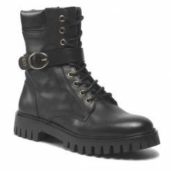 Hiking Boots TOMMY HILFIGER - Buckle Lace Up Boot FW0FW06734 Black BDS